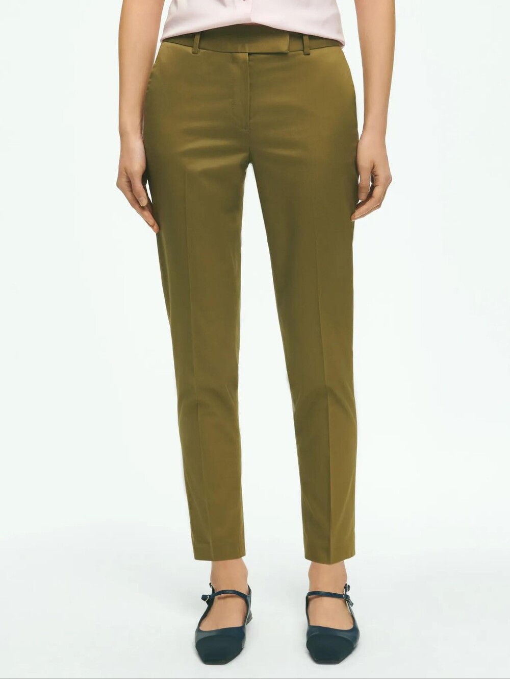 Brooks Brothers Stretch Cotton Advantage Chino Pants Olive Green Women's Size 14
